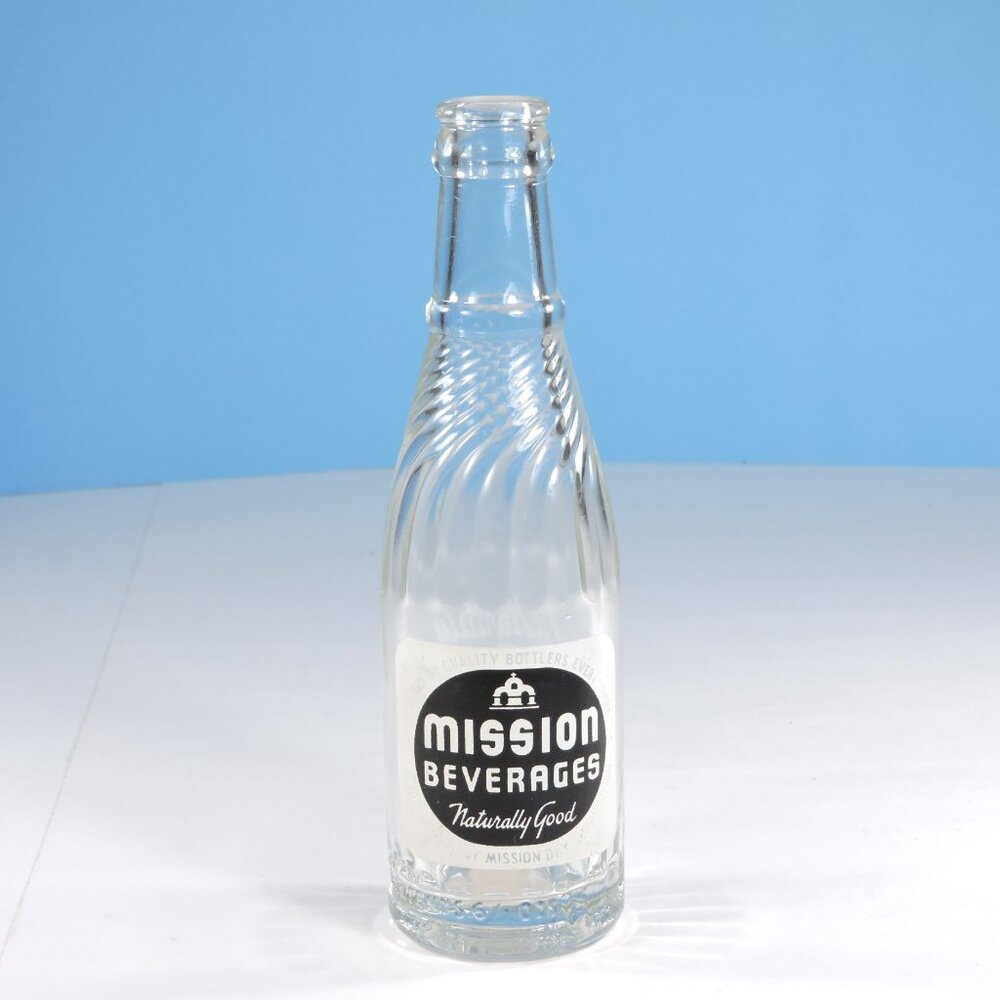 1950's Mission Beverages Soda PoP Bottle "Naturally Good"  -  6.5 Oz Stubby Size